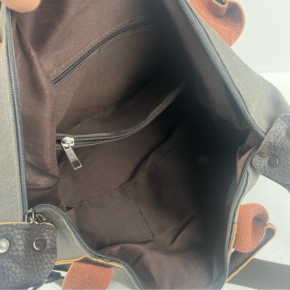 Grace Callie designs GENOVA bag in army green canvas w/leather trim-EUC - Picture 13 of 16